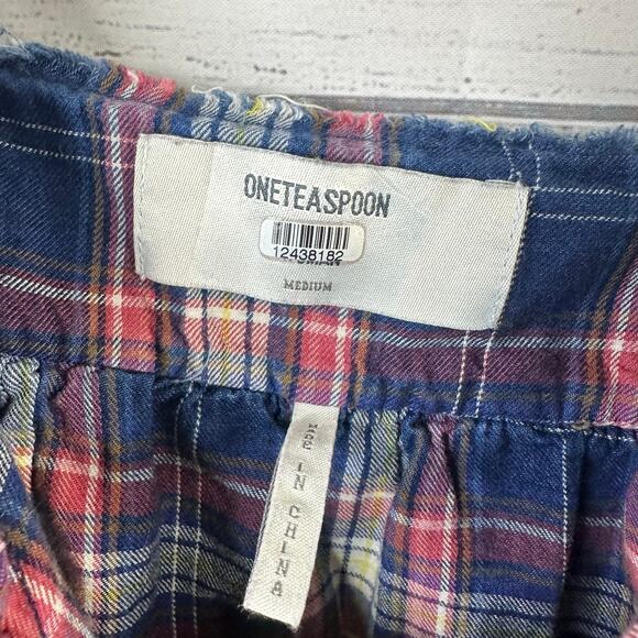 One Teaspoon Womens size Medium Vintage Check Romy Top Plaid Blue - Picture 8 of 10